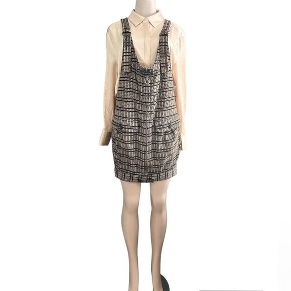 LAMB Plaid Black Logo Front Pocket Zip Up Jumper Dress Gwen Stefani 2007 Size 6 - Picture 1 of 10